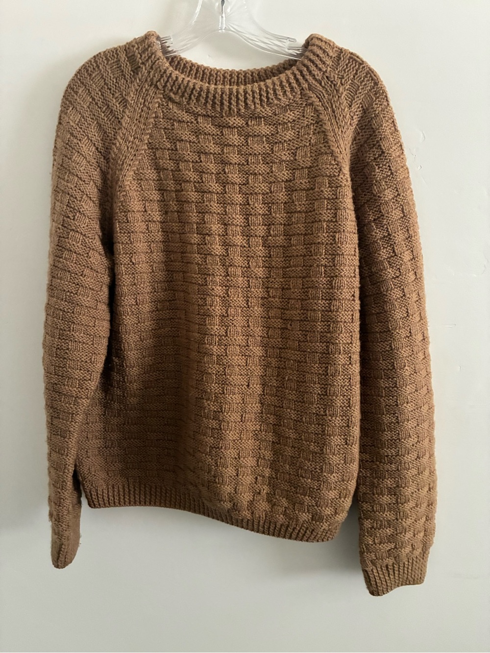 Textured Cowl-Neck Sweater in Warm Brown